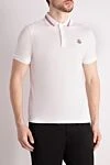 Moncler Поло из хлопка мужское белое - логотип бренда, полоски на воротнике. 100% хлопок. пуговицы. Страна производитель: Италия . Уход: специализированная чистка - фото 3