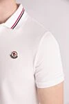 Moncler Поло из хлопка мужское белое - логотип бренда, полоски на воротнике. 100% хлопок. пуговицы. Страна производитель: Италия . Уход: специализированная чистка - фото 5