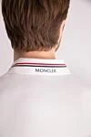 Поло из хлопка мужское белое Moncler - логотип бренда, полоски на воротнике. 100% хлопок. пуговицы. Страна производитель: Италия . Уход: специализированная чистка - фото 6