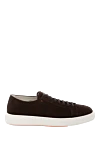 Santoni Men's brown suede sneakers - contrast sole. 100% suede. Closure: lace. Country of manufacture: Italy. Care: specialized cleaning - photo 1