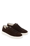 Santoni Men's brown suede sneakers - contrast sole. 100% suede. Closure: lace. Country of manufacture: Italy. Care: specialized cleaning - photo 3