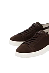 Santoni Men's brown suede sneakers - contrast sole. 100% suede. Closure: lace. Country of manufacture: Italy. Care: specialized cleaning - photo 5