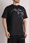 Palm Angels Men's black cotton T-shirt - brand logo. 100% cotton. Country of manufacture: Italy. Care: specialized cleaning - photo 3