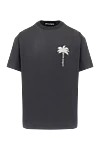 Palm Angels Gray cotton T-shirt for men - brand logo. 100% cotton. Country of manufacture: Italy. Care: specialized cleaning - photo 1