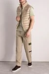 Beige men's vest made of polyamide Palm Angels - brand logo. 100% polyamide. Closure: zipper. two side. Country of manufacture: Italy. Care: specialized cleaning - photo 2