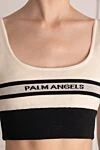 Palm Angels Топ из шерсти женский белый - логотип бренда, узор полоска . 100% шерсть. Страна производитель: США. Уход: специализированная чистка - фото 5