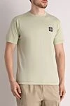 Stone Island Green cotton T-shirt for men - brand logo. 100% cotton. Country of manufacture: Italy. Care: specialized cleaning - photo 3