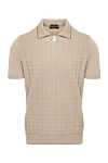 Svevo Cotton polo for men, beige - checkered pattern, contrasting edging . 100% cotton. Closure: zipper. Country of manufacture: Italy. Care: specialized cleaning - photo 1