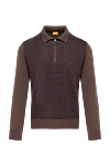 Svevo Men's brown long sleeve wool polo - small diamond pattern. 100% wool. Closure: zipper. Country of manufacture: Italy. Care: specialized cleaning - photo 1