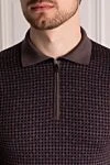 Svevo Men's brown long sleeve wool polo - small diamond pattern. 100% wool. Closure: zipper. Country of manufacture: Italy. Care: specialized cleaning - photo 5