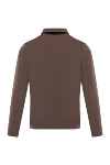 Men's brown long sleeve wool polo Svevo - small diamond pattern. 100% wool. Closure: zipper. Country of manufacture: Italy. Care: specialized cleaning - photo 6