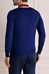 Men's blue long sleeve wool polo Svevo - red collar. 100% wool. Closure: zipper. Country of manufacture: Italy. Care: specialized cleaning - photo 4