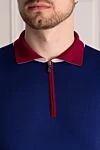 Svevo Men's blue long sleeve wool polo - red collar. 100% wool. Closure: zipper. Country of manufacture: Italy. Care: specialized cleaning - photo 5