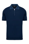 Svevo Men's blue cotton polo - check collar. 100% cotton. Closure: zipper. Country of manufacture: Italy. Care: specialized cleaning - photo 1