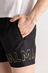 Balmain Пляжные шорты черные мужские из полиэстера - логотип бренда. 100% полиэстер. кулиска. Страна производитель: Италия. Уход: специализированная чистка - фото 5