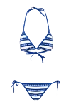 Balmain Women's blue two-piece swimsuit made of polyamide and elastane - brand logo, stripe pattern . 80% polyamide, 20% elastane. Closure: ties. Country of manufacture: Italy. Care: specialized cleaning - photo 1