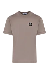 Stone Island Beige men's cotton T-shirt - brand logo. 100% cotton. Country of manufacture: Italy. Care: specialized cleaning - photo 1