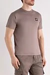 Stone Island Beige men's cotton T-shirt - brand logo. 100% cotton. Country of manufacture: Italy. Care: specialized cleaning - photo 3