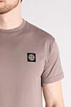 Stone Island Beige men's cotton T-shirt - brand logo. 100% cotton. Country of manufacture: Italy. Care: specialized cleaning - photo 5