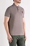 Stone Island Men's beige cotton and elastane polo - brand logo, contrast edging. 95% cotton, 5% elastane. Closure: buttons. Country of manufacture: Italy. Care: specialized cleaning - photo 3