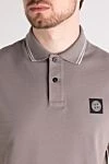 Stone Island Men's beige cotton and elastane polo - brand logo, contrast edging. 95% cotton, 5% elastane. Closure: buttons. Country of manufacture: Italy. Care: specialized cleaning - photo 5