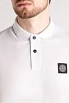 Stone Island Men's white polo made of cotton and elastane - brand logo. 95% cotton, 5% elastane. Closure: buttons. Country of manufacture: Italy. Care: specialized cleaning - photo 5