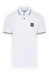 Stone Island Men's white polo made of cotton and elastane - brand logo, contrast edging. 95% cotton, 5% elastane. Closure: buttons. Country of manufacture: Italy. Care: specialized cleaning - photo 1