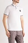 Stone Island Men's white polo made of cotton and elastane - brand logo, contrast edging. 95% cotton, 5% elastane. Closure: buttons. Country of manufacture: Italy. Care: specialized cleaning - photo 3