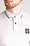 Stone Island Men's white polo made of cotton and elastane - brand logo, contrast edging. 95% cotton, 5% elastane. Closure: buttons. Country of manufacture: Italy. Care: specialized cleaning - photo 5