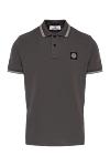 Stone Island Men's gray polo made of cotton and elastane - brand logo, contrast edging. 95% cotton, 5% elastane. Closure: buttons. Country of manufacture: Italy. Care: specialized cleaning - photo 1