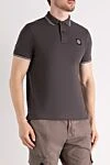 Stone Island Men's gray polo made of cotton and elastane - brand logo, contrast edging. 95% cotton, 5% elastane. Closure: buttons. Country of manufacture: Italy. Care: specialized cleaning - photo 3