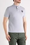 Stone Island Men's gray cotton polo - brand logo, contrast edging. 100% cotton. Closure: buttons. Country of manufacture: Italy. Care: specialized cleaning - photo 3