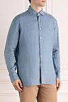 Alessandro Gherardi Men's blue linen shirt - 100% linen. Closure: buttons. Country of manufacture: Italy. Care: specialized cleaning - photo 3