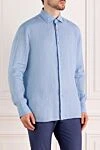 Alessandro Gherardi Blue men's linen shirt - 100% linen. Closure: buttons. Country of manufacture: Italy. Care: specialized cleaning - photo 3