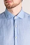 Alessandro Gherardi Blue men's linen shirt - 100% linen. Closure: buttons. Country of manufacture: Italy. Care: specialized cleaning - photo 5