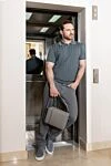 Gray men's shoulder bag made of genuine leather Serapian - brand logo, textured leather. 100% genuine leather. Closure: zipper. zip pocket. Country of manufacture: Italy. Care: specialized cleaning - photo 8
