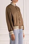 Celine Women's brown polyamide jacket - brand logo, striped cuffs. 100% polyamide. buttons. two side pockets. Country of origin: France. Care: specialized cleaning - photo 3