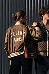 Celine Women's brown polyamide jacket - brand logo, striped cuffs. 100% polyamide. buttons. two side pockets. Country of origin: France. Care: specialized cleaning - photo 9