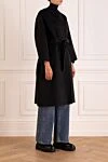 Dior Women's black coat - 87% wool, 11% llama, 1% cashmere, 1% silk. belt. two side pockets. Country of manufacture: Italy. Care: specialized cleaning - photo 3