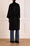 Women's black coat Dior - 87% wool, 11% llama, 1% cashmere, 1% silk. belt. two side pockets. Country of manufacture: Italy. Care: specialized cleaning - photo 4