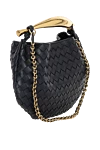 Women's bag, black, made of genuine leather Bottega Veneta - braided leather, sculpted handle. 100% sheepskin. Size: 33 cm x 20 cm x 4 cm. magnetic clasp. Country of manufacture: Italy. Care: specialized cleaning - photo 4