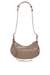 Women's bag, brown, made of genuine leather Balenciaga - Antique gold hardware, tone-on-tone embossed Balenciaga logo on mirror. removable heart-shaped mirror. 100% genuine lamb leather. Dimensions: L25 x H16 x W7 cm. Strap Length: Adjustable Shoulder Strap (45cm). Closure: zipper with tied leather puller. Country of manufacture: Italy. Care: specialized cleaning - photo 4