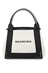 Balenciaga Сумка женская белая из текстиля - логотип бренда. хлопковый холст и телячья кожа. Размер: Д25 x В19 x Ш7 см. Страна производитель: Италия. Уход: специализированная чистка - фото 1