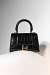 Women's bag, black, made of genuine leather Balenciaga - B Logo, antique gold hardware, crocodile-embossed leather. curved base. 100% shiny calfskin. Dimensions: L18 x H13 x W8 cm. Strap length: adjustable and detachable shoulder strap (54cm). one back pocket. Magnetic stud clasp. Country of manufacture: Italy. Care: specialized cleaning - photo 6