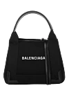 Balenciaga Сумка женская черная из текстиля - логотип бренда. хлопковый холст и телячья кожа. Размер: Д25 x В19 x Ш7 см. Страна производитель: Италия. Уход: специализированная чистка - фото 5