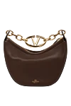 Valentino Women's brown bag made of genuine leather - brand logo. 100% genuine leather. Closure: zipper. Country of origin: Italy. Care: specialized cleaning - photo 1