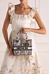 White women's bag made of textile. Dior - embroidery, Dior pendants. 100% cotton. Dimensions: 24 x 20 x 12 cm. Handle length 32cm. Country of origin: Italy. Care: specialized cleaning - photo 2