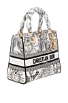 Dior White women's bag made of textile. - embroidery, Dior pendants. 100% cotton. Dimensions: 24 x 20 x 12 cm. Handle length 32cm. Country of origin: Italy. Care: specialized cleaning - photo 3