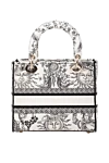 White women's bag made of textile. Dior - embroidery, Dior pendants. 100% cotton. Dimensions: 24 x 20 x 12 cm. Handle length 32cm. Country of origin: Italy. Care: specialized cleaning - photo 4