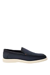 Santoni Men's blue nubuck loafers - perforation, contrast sole. 100% nubuck. Country of manufacture: Italy. Care: specialized cleaning - photo 1